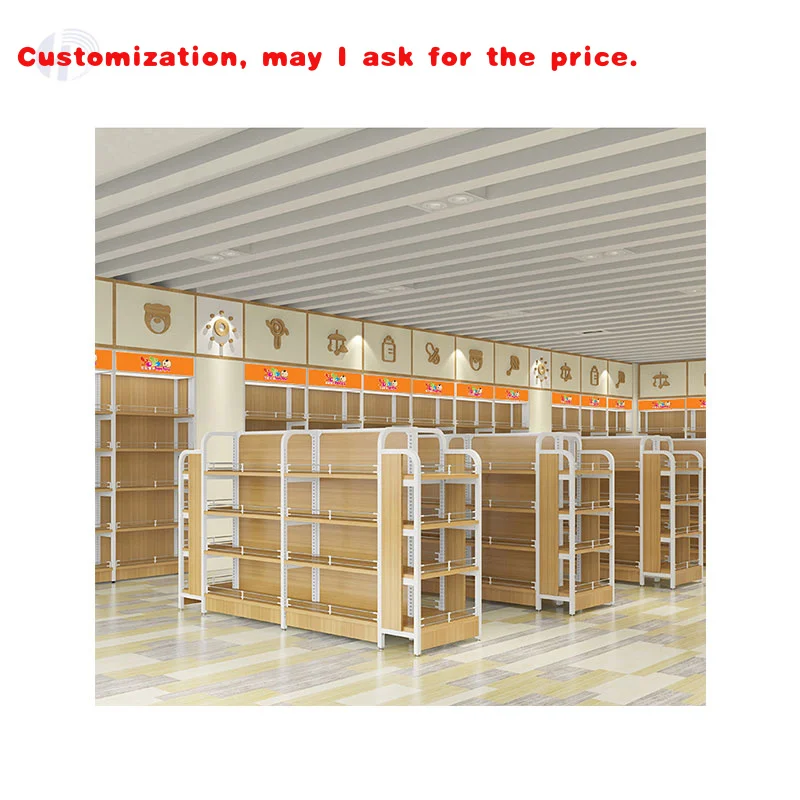 

custom.Beautiful Storage Convenience Store Display Racks Retail Gondola Shelving Miniso Shop Wooden Shelf