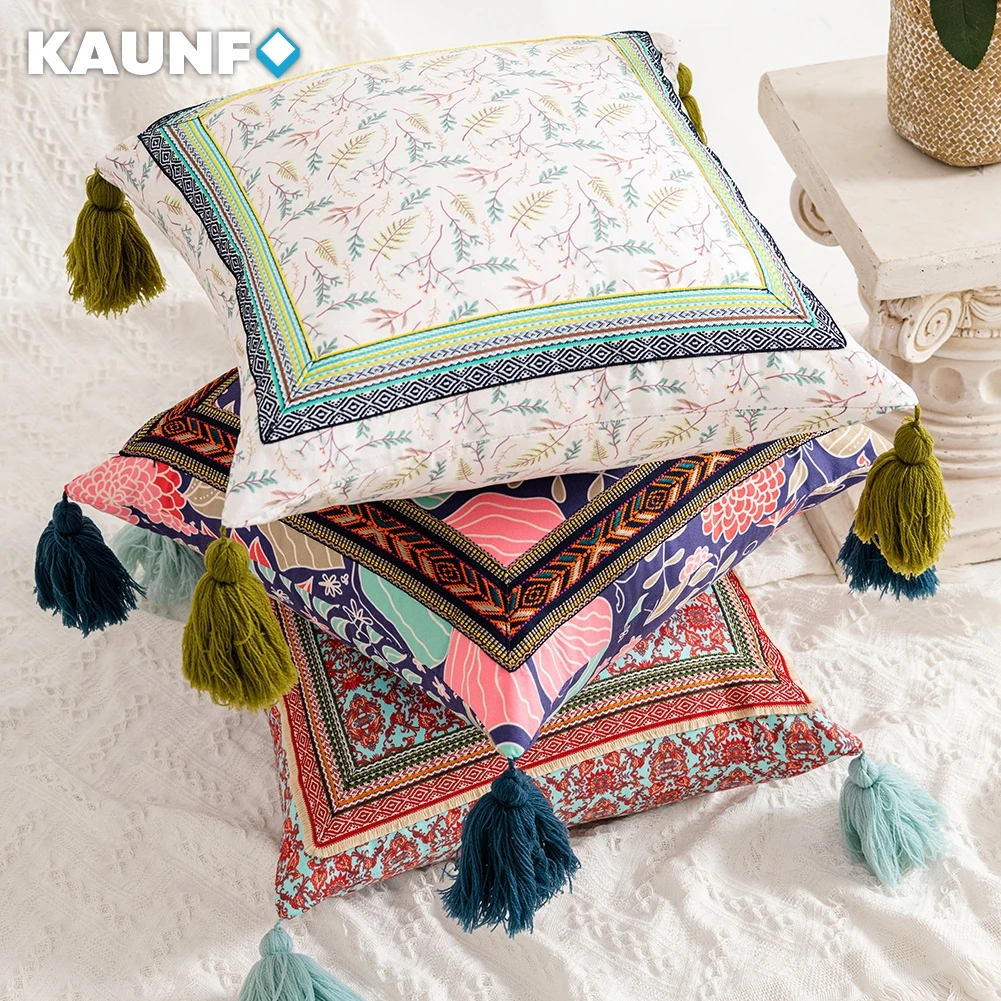 

KUANFO Ethnic Style Pillow Pillow Lumbar Pillow Versatile Suitable for Tea House Cafe Bedroom Living Room 1pcs