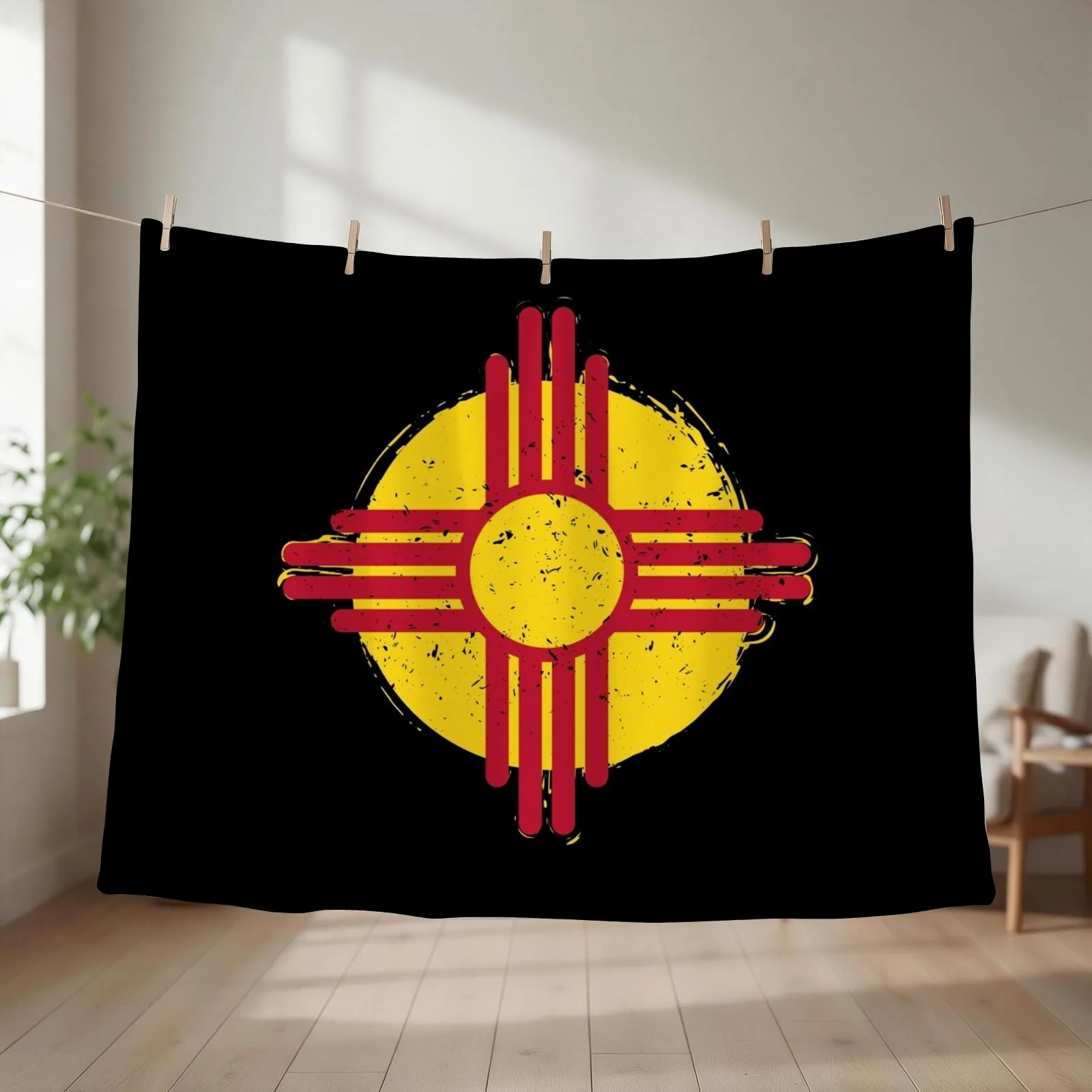 Zia Symbol New Mexico Throw Blanket couch cozy soft plush fuzzy picnic outdoor blanket