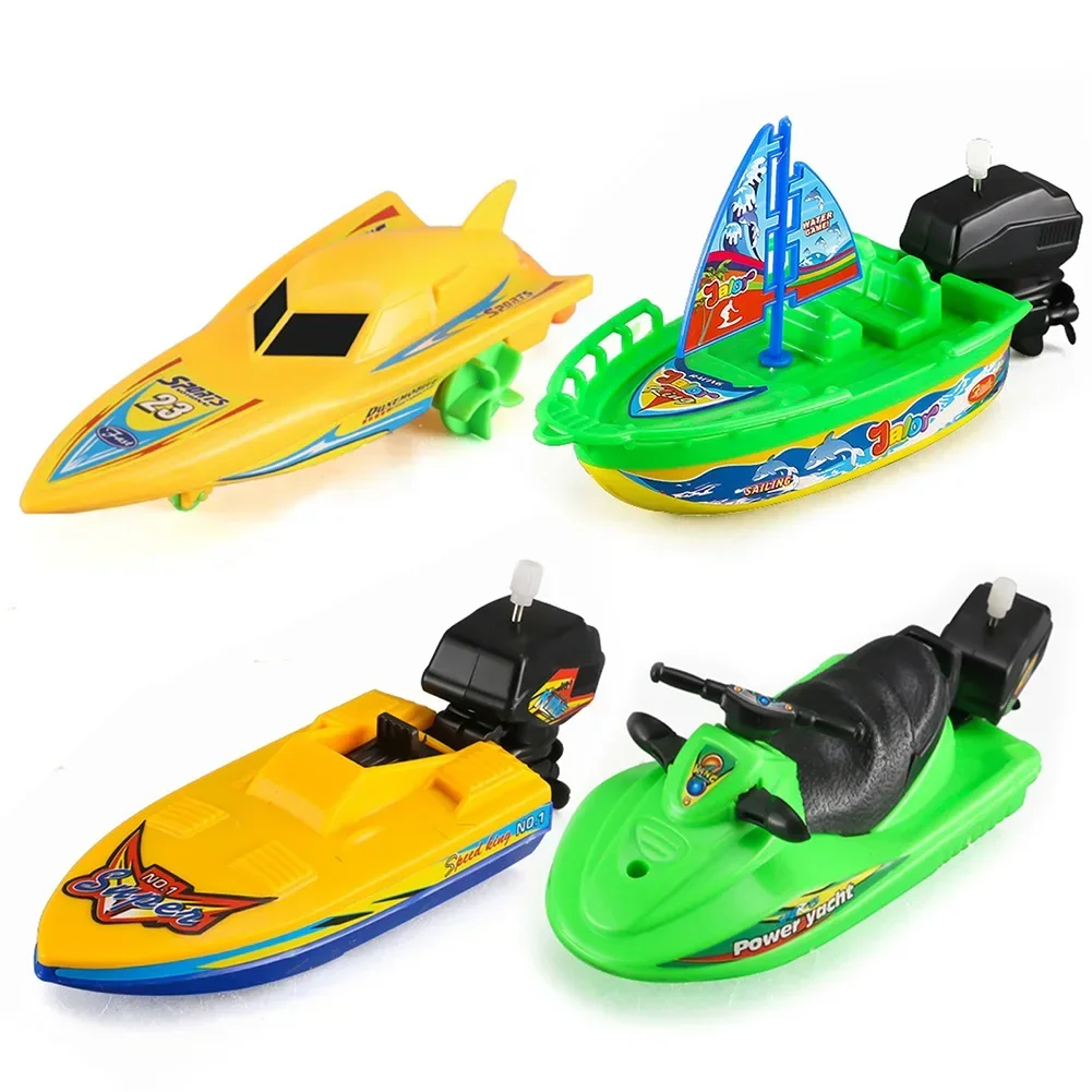 Bateau à Moteur à Manivelle Jouet Flottant pour Bain et Douche, Compagnon de Jeu Aquatique pour Enfants, Jouet Classique à Mécanisme à Remonter, Cadeau d'Anniversaire pour Garçons