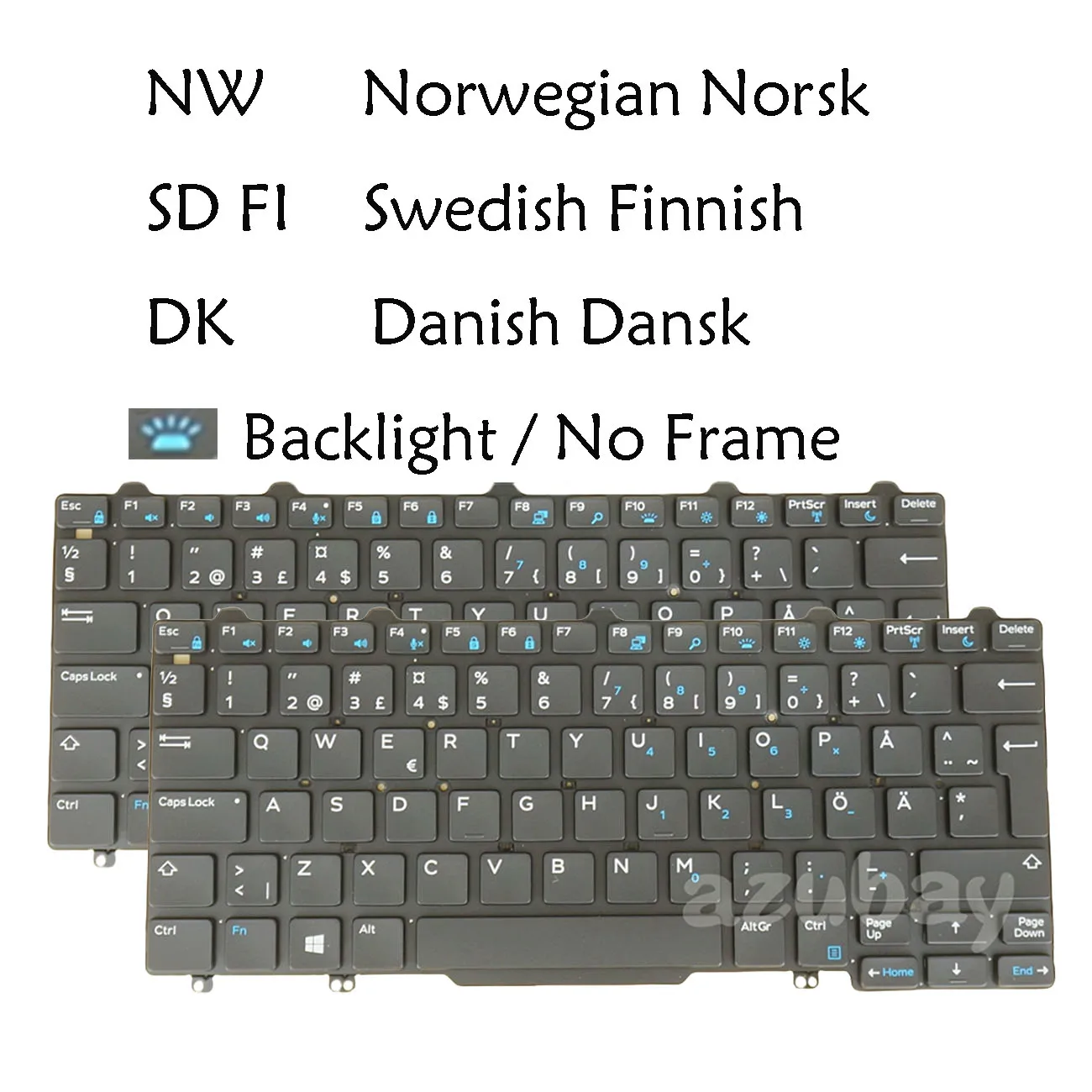 Nordic Norwegian Danish Swedish Finnish Keyboard For DELL Latitude 5250 E5250 E5270 7250 E7250 0H12XY 0WVFRG Backlit
