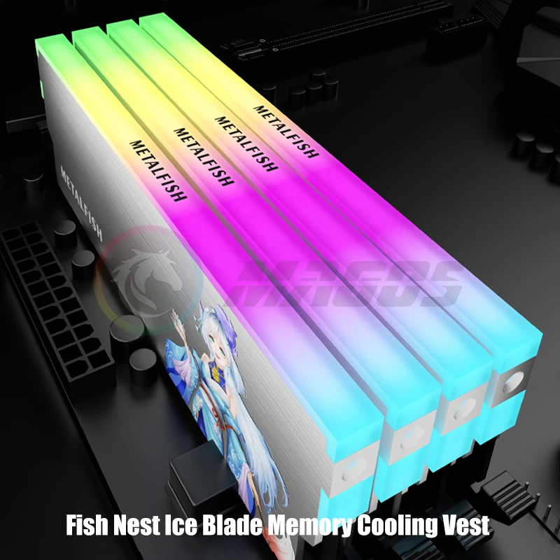 Picture 7: Metalfish Nigigen Pattern Universal RAM Memory Vest for DDR5 DDR4 DDR3 Module Heatsink 5V ARGB, Desktop Computer Cooling Part