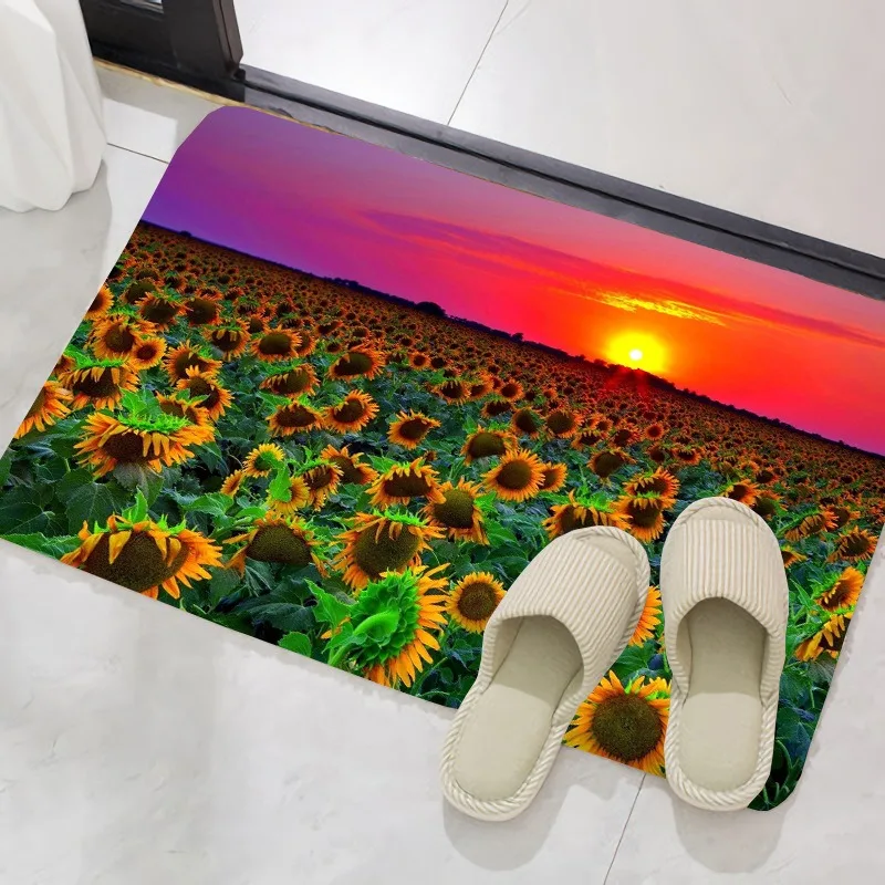 Sunflower pattern floor mat kitchen bathroom absorbent mat home decoration bedroom entrance entrance door carpet