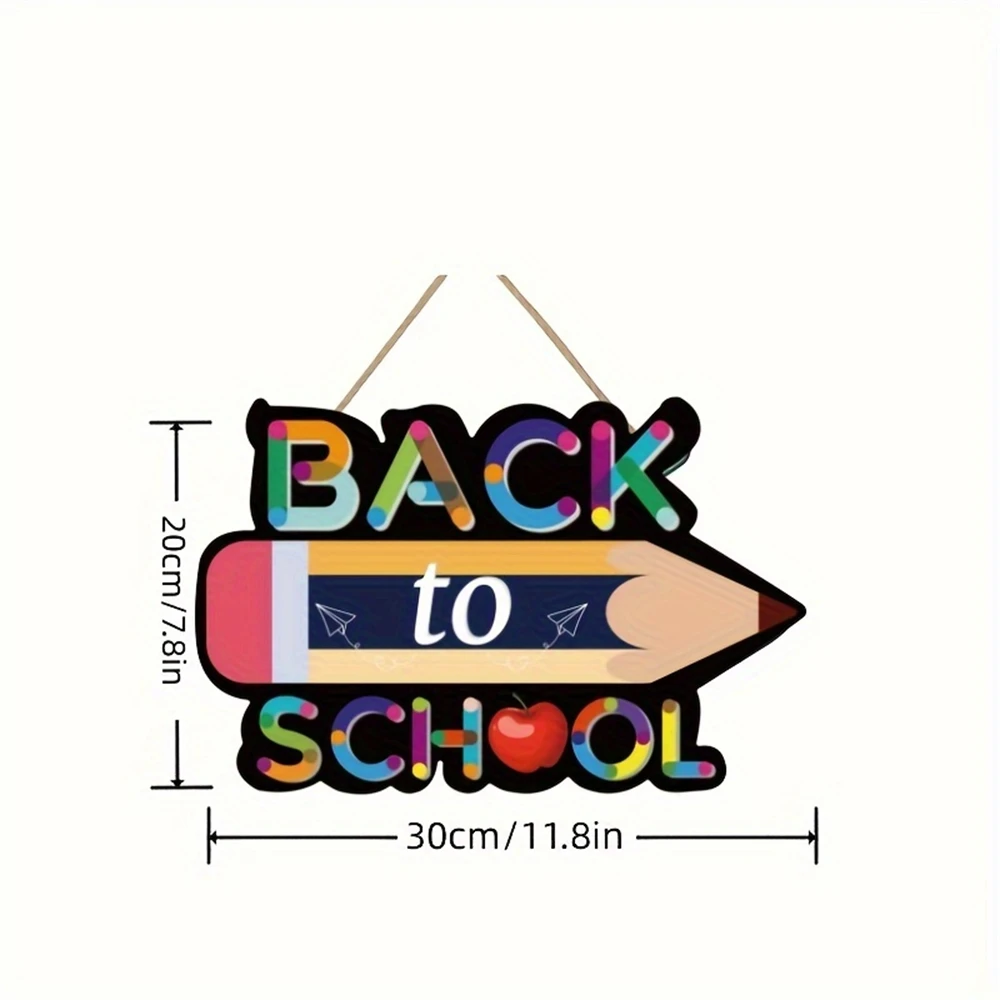 1pc Opening Season Colorful Back To School Wood Sign Cute School Wooden Hanging Decoration, Pencil Design, Decorative Classroom