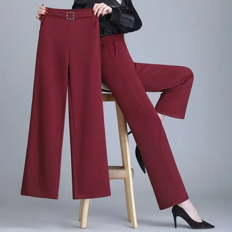 

Office Lady Solid Suit Pants Korean Streetwear Fashion Women Spring Autumn All-match Loose Casual Wide Leg Straight Trousers N47