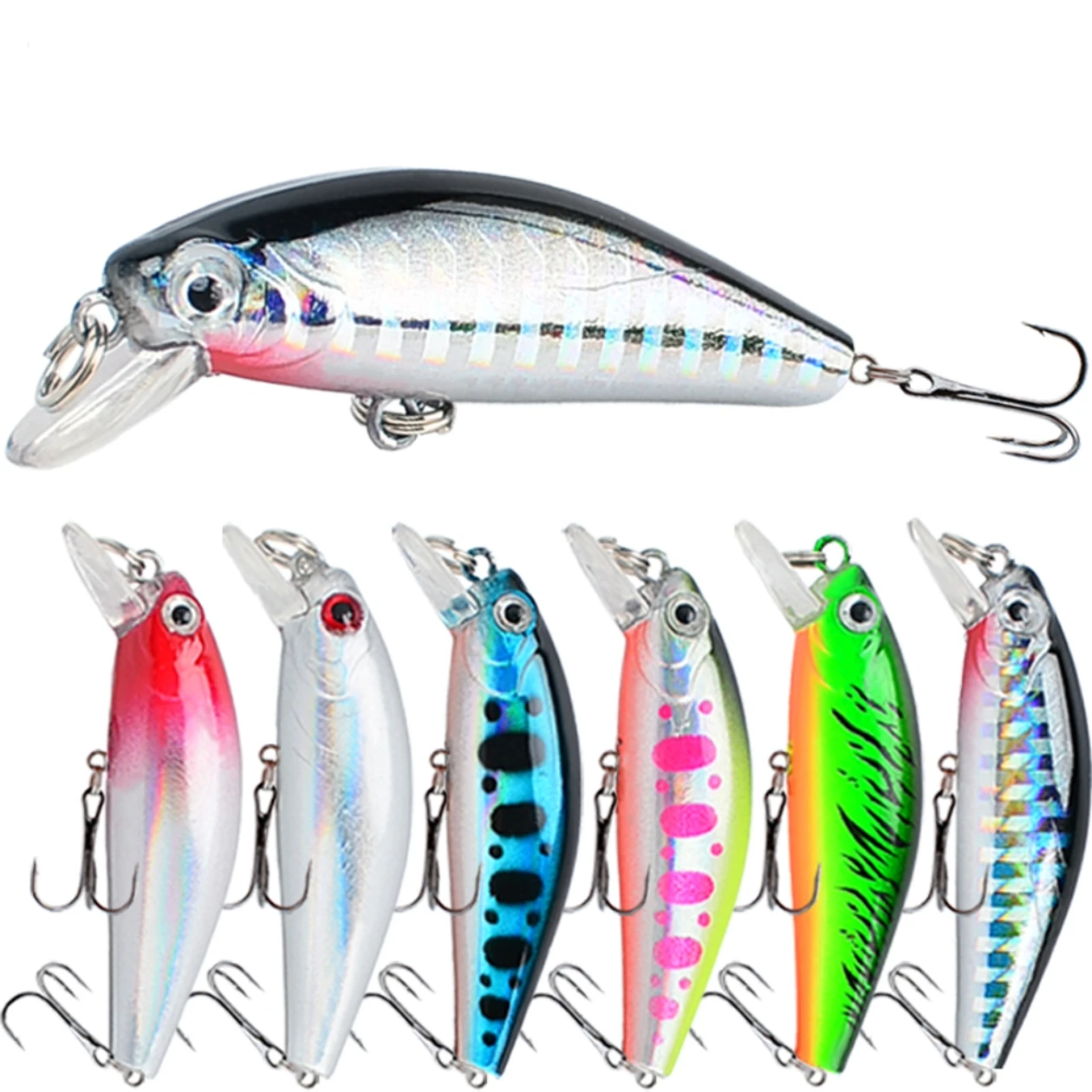 6Pcs Minnow Fishing Lures 5.5cm/6.2g Artificial Bionic Swing Hard Bait Tackle Fishing Tackle