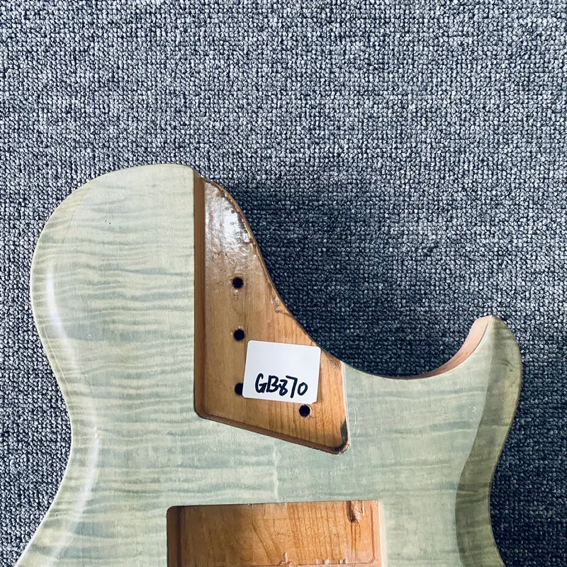 GB870  5 String Electric Bass Unfinished Jazz Bass Guitar Body Active Pickups in Solid Alder and Flamed Maple for DIY