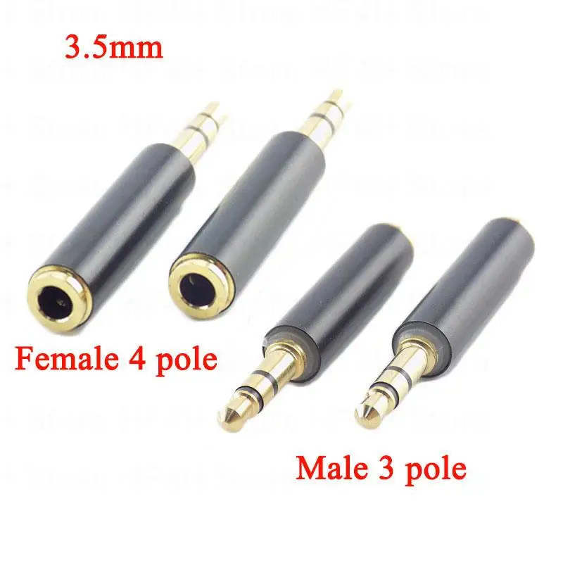 3.5mm 3 Pole RCA Male To 4 Pole Female Jack Stereo AUX 3 Ring Audio Connector extension Headphone Plug Adapter B4