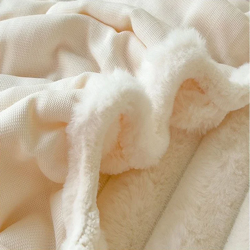 WASART Soft warm rabbit plush fitted sheet elastic mattress cover fluffy coral fleece bed linens winter double bed king size 150