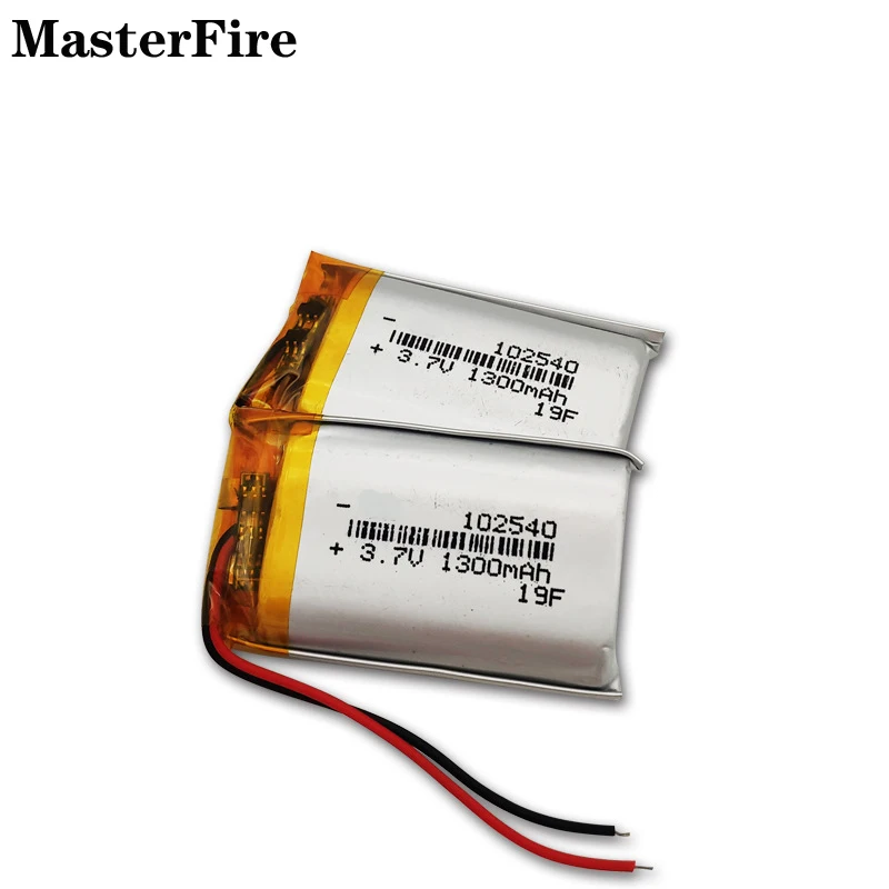 20pcs/lot 3.7V 1300mah Rechargeable Lithium Polymer Battery 102540 for GPS Navigator Smart Speaker Camping Light VR Glasses Cell