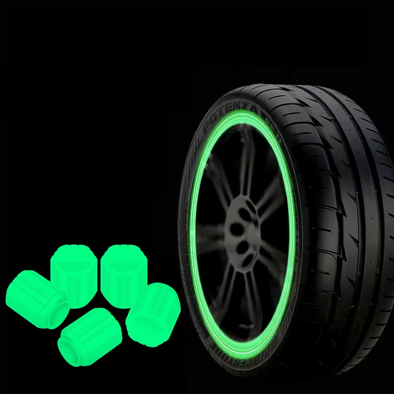 Luminous Valve Caps Fluorescent Green Blue Night Glowing Car Motorcycle Bicycle Wheel Styling Tyre Hub Universal Cap Decor 1/4Pc