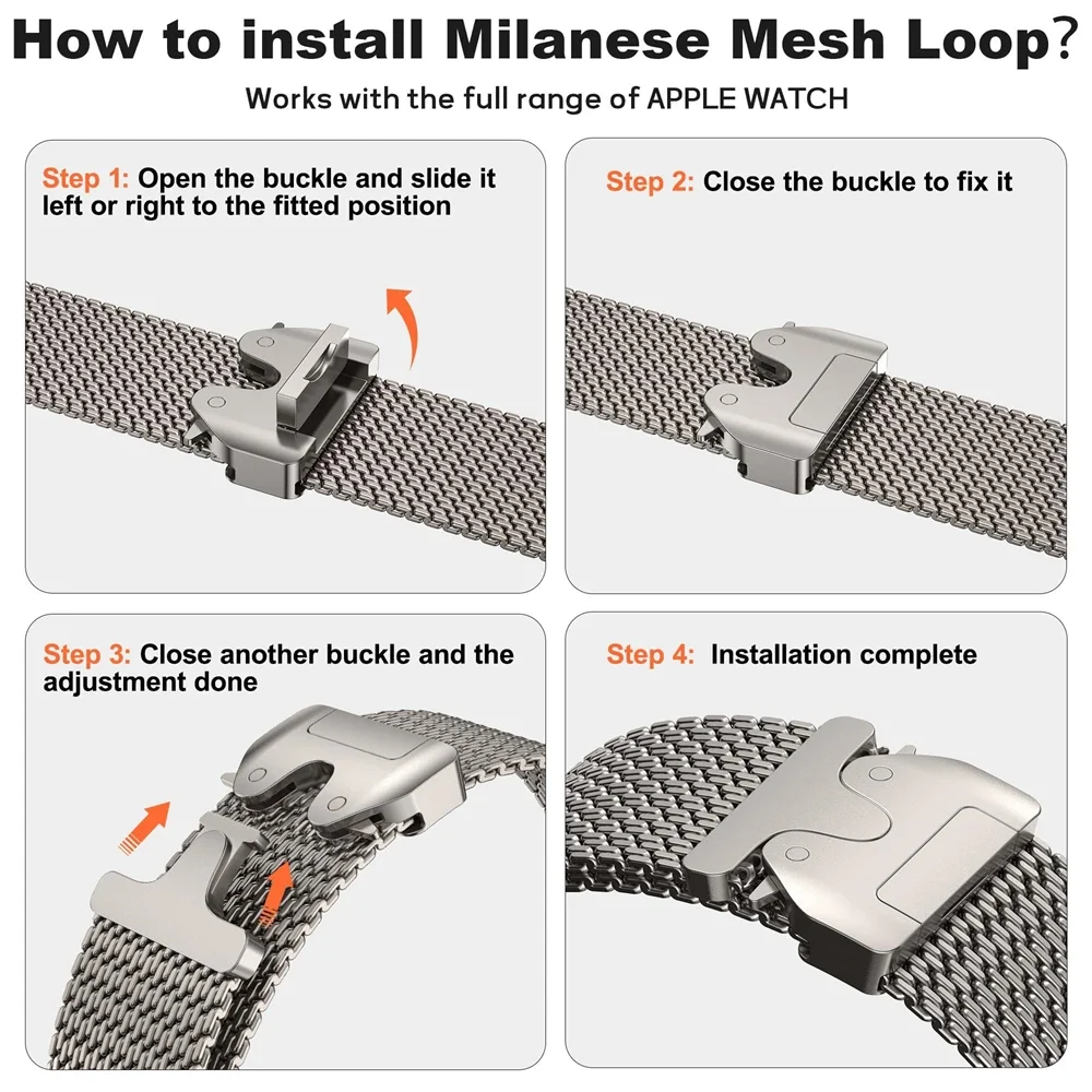 Edelstahl-Milanese-Armband für Apple Watch Ultra 2 3 49mm 46mm 42mm 41mm 45mm 44mm Series 11 10 9 8 7 6 5 4 SE3 Armbänder Zubehör – Detail 12