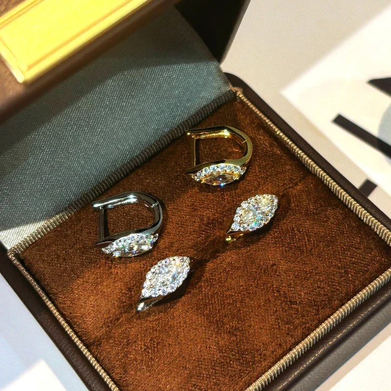 FCGJHW Halo Diamond Stud Earrings 100% S925 Silver High Carbon Zircon Hoop Ear Buckle for Women Wedding Gift Jewelry 2026 4