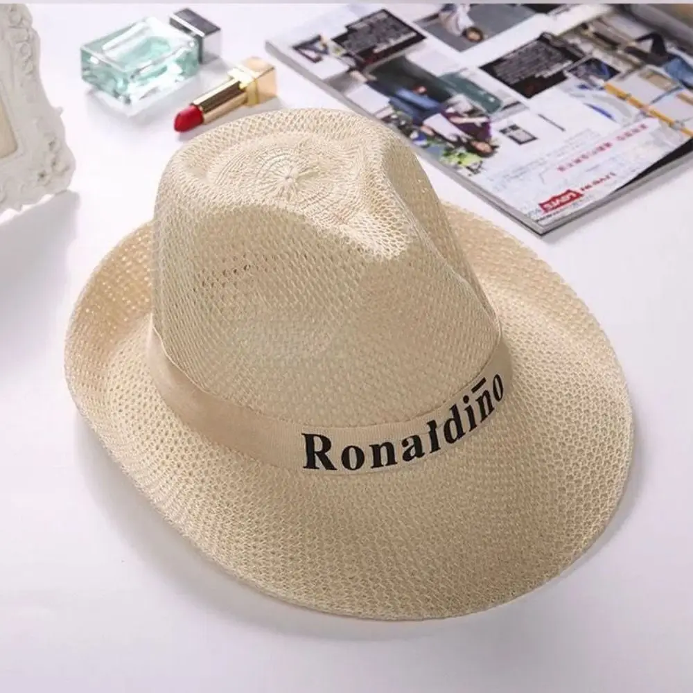 

Solid Color Handwoven Man Straw Cap Fashion Jazz Hat Men Women Beach Travel Sun Visors Summer Cool Casquette Western Cowboy Hats