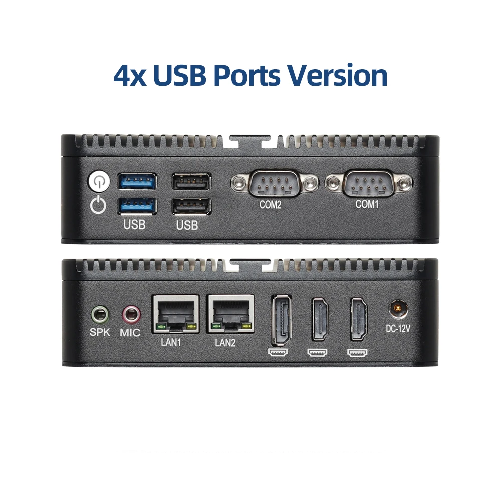 Intel N100 ミニ産業用 PC 2x シリアル ポート RS232 2x ギガビット イーサネット 2x HDMI 1xDP サポート 3 画面ディスプレイ Win10/11 Linux