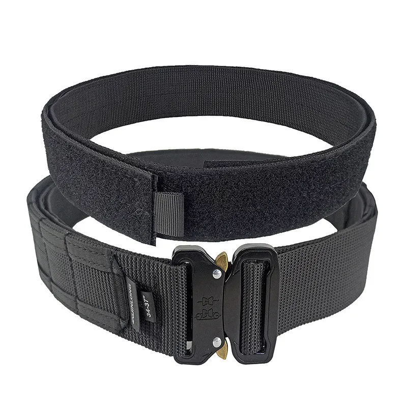 Men Belt 2 inches COBRA Metal Buckle  Quick Release Laser Cut MOLLE Combat Mens Two in one Belts Inner Belt