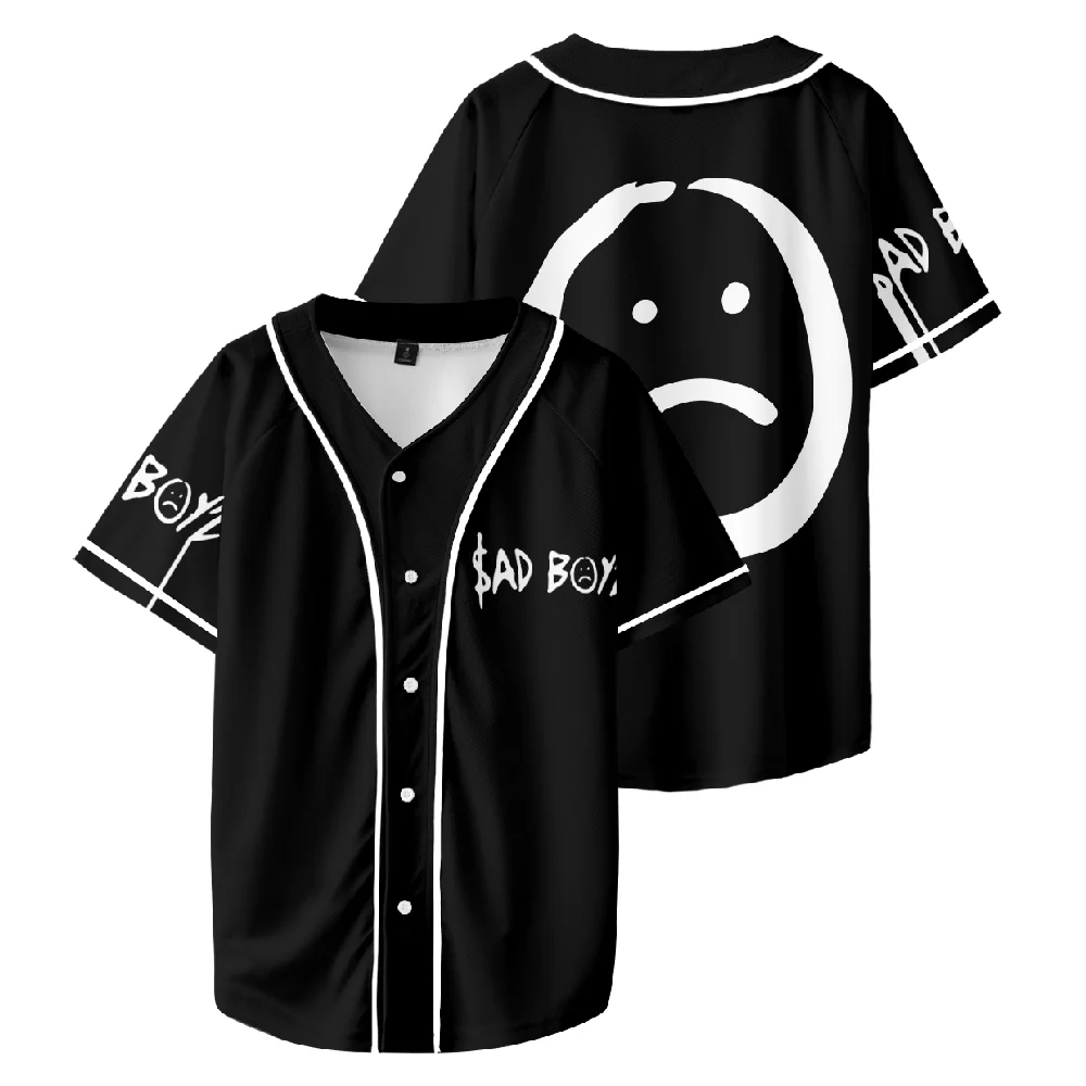 Junior H Merch Sad Boyz T-shirt Baseball Jersey Shirt V-Neck Short Sleeve Black Tee Women Men Fashion Top Hip Hop Clothes