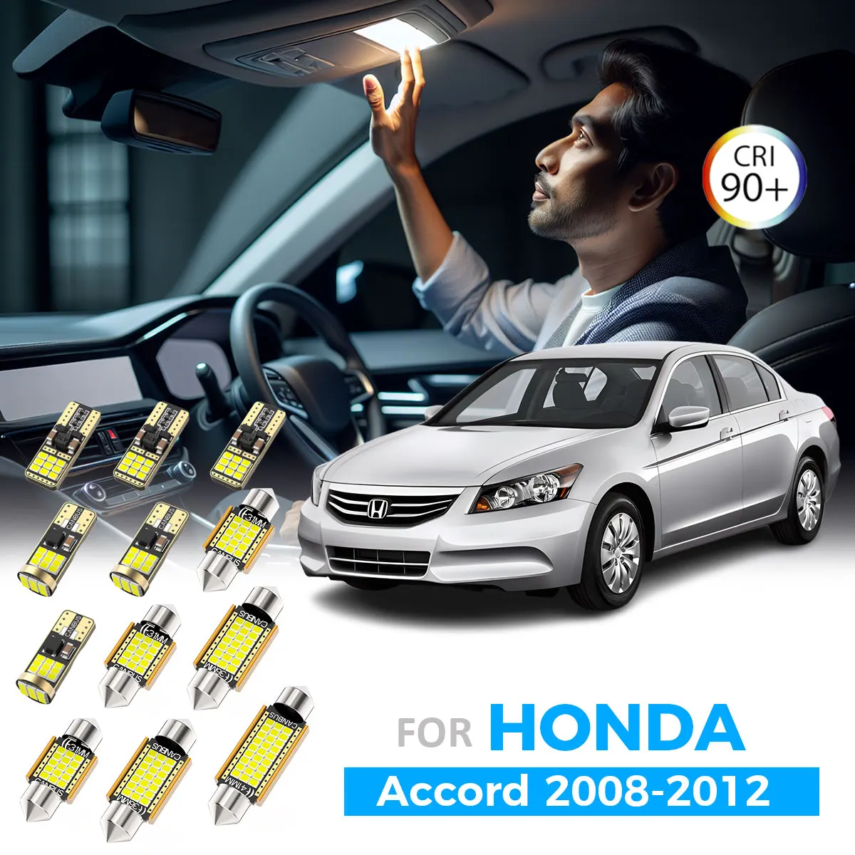 

AENVTOL 17Pcs For Honda Accord 8 VIII MK8 8th Gen 2008 2009 2010 2011 2012 Full LED Interior Dome Map Light Car Accessories