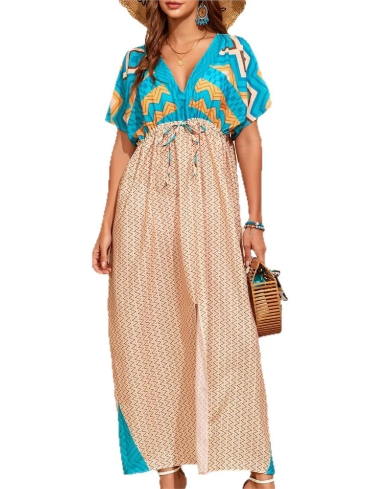 قطعة واحدة من كيمونو الشاطئ لتغطية ملابس السباحة للنساء، فساتين ملفوفة على شاطئ البحر، ملابس الشاطئ (باستثناء المايوه) #5