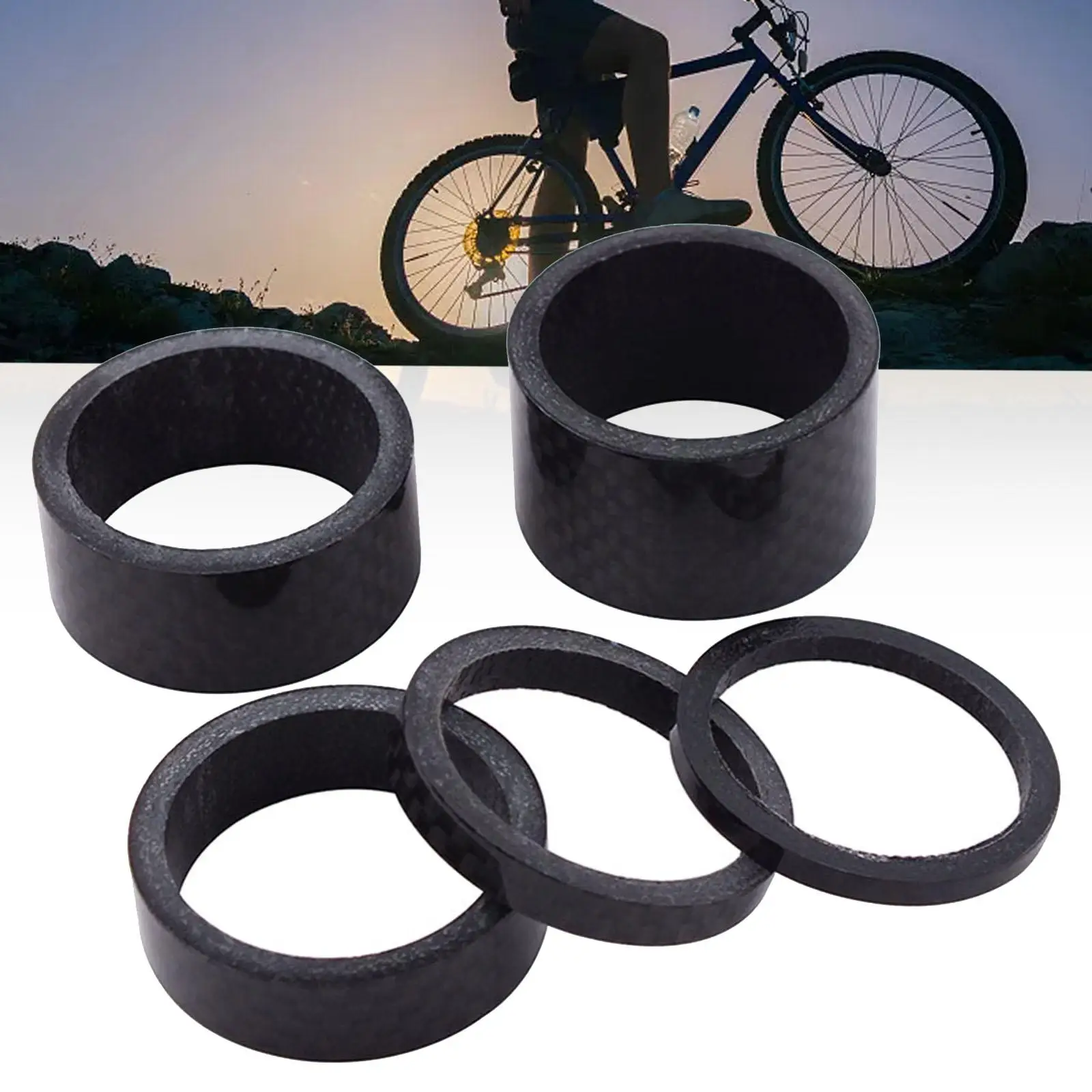 Carbon Fiber Bike Stem Spacer Kit Sturdy Headset Rings Road Bike Parts for 28.6 Mm Fork Handlebar Tuning