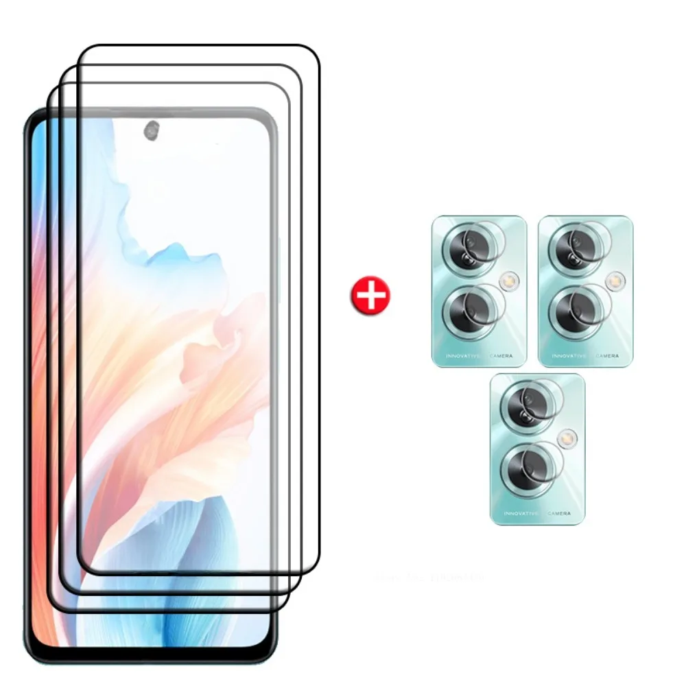 Protector de pantalla de vidrio templado 6 en 1 para OPPO A79, cubierta completa de pegamento, 9H, A 79, A79, 5G