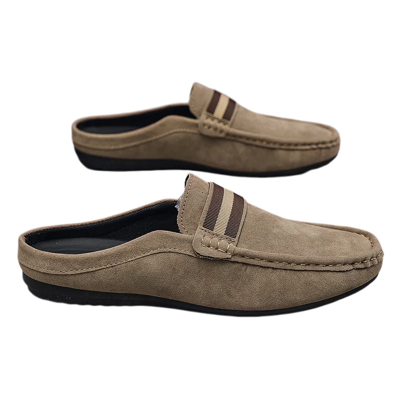 Loafer‌ Shoes Men's Lightweight Bean Shoes Summer One Step Push Lazy Breathable Casual Half Support Slippers for Men
