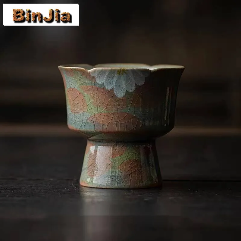 

Ручная роспись, треснутая глазурь, поднос для фруктов с хризантемой, китайская высокая миска, блюда, эксклюзивные тарелки для украшения еды, 120 мл