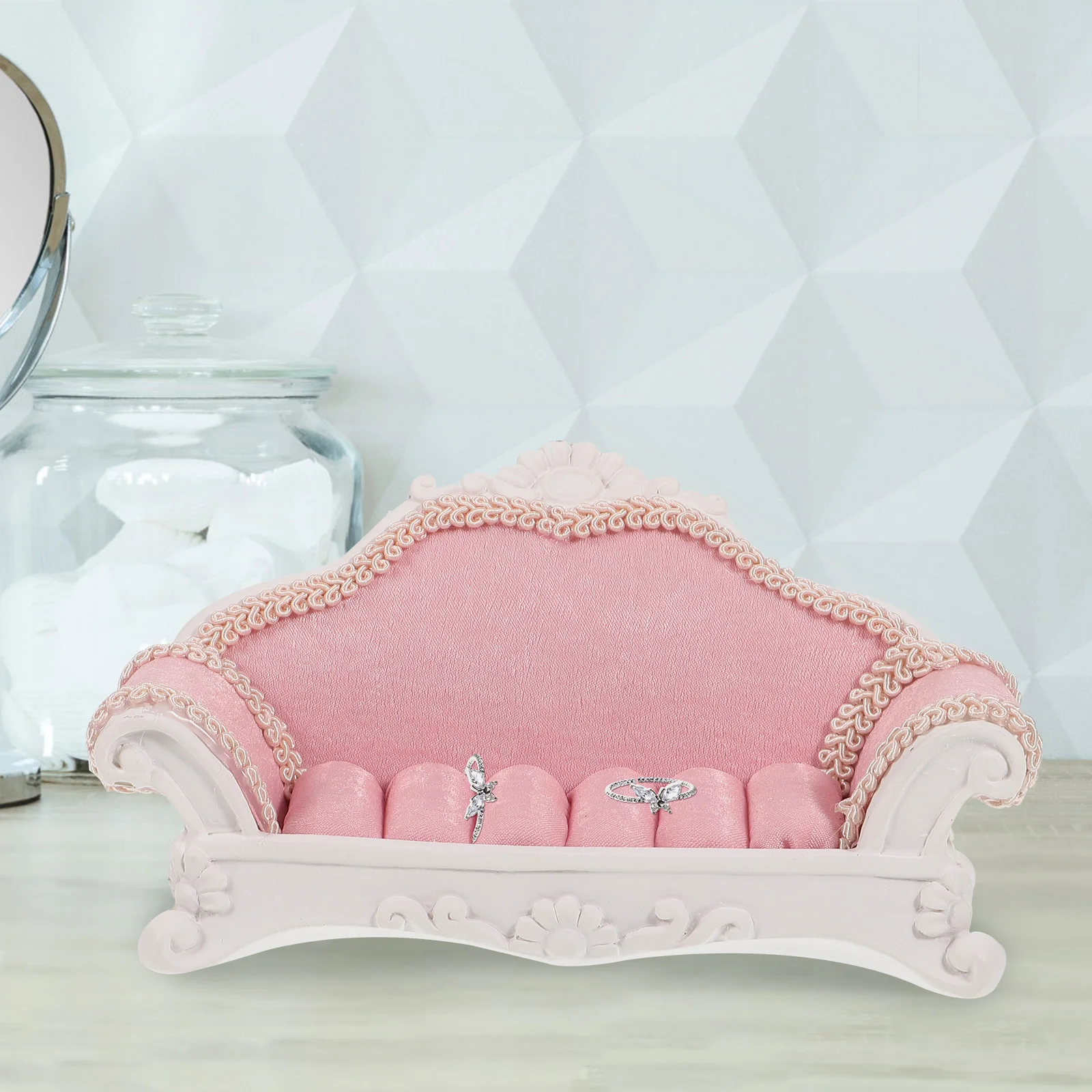 Jewelry Display Stand Sofa Shape Ring Holder For Earrings Rings Organizer Decorative Countertop Adornment Lightweight Storage