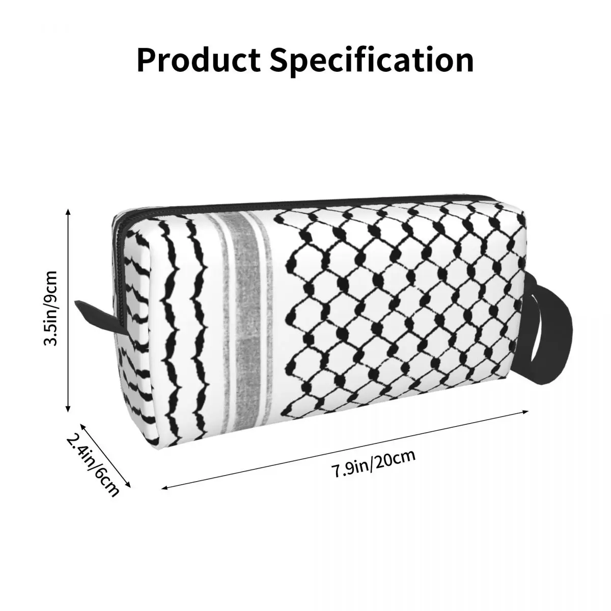 Palestinian Hatta Kufiya Folk Pattern Large Makeup Bag Waterproof Pouch Travel Cosmetic Bags Palestine Arabic Keffiyeh Organizer