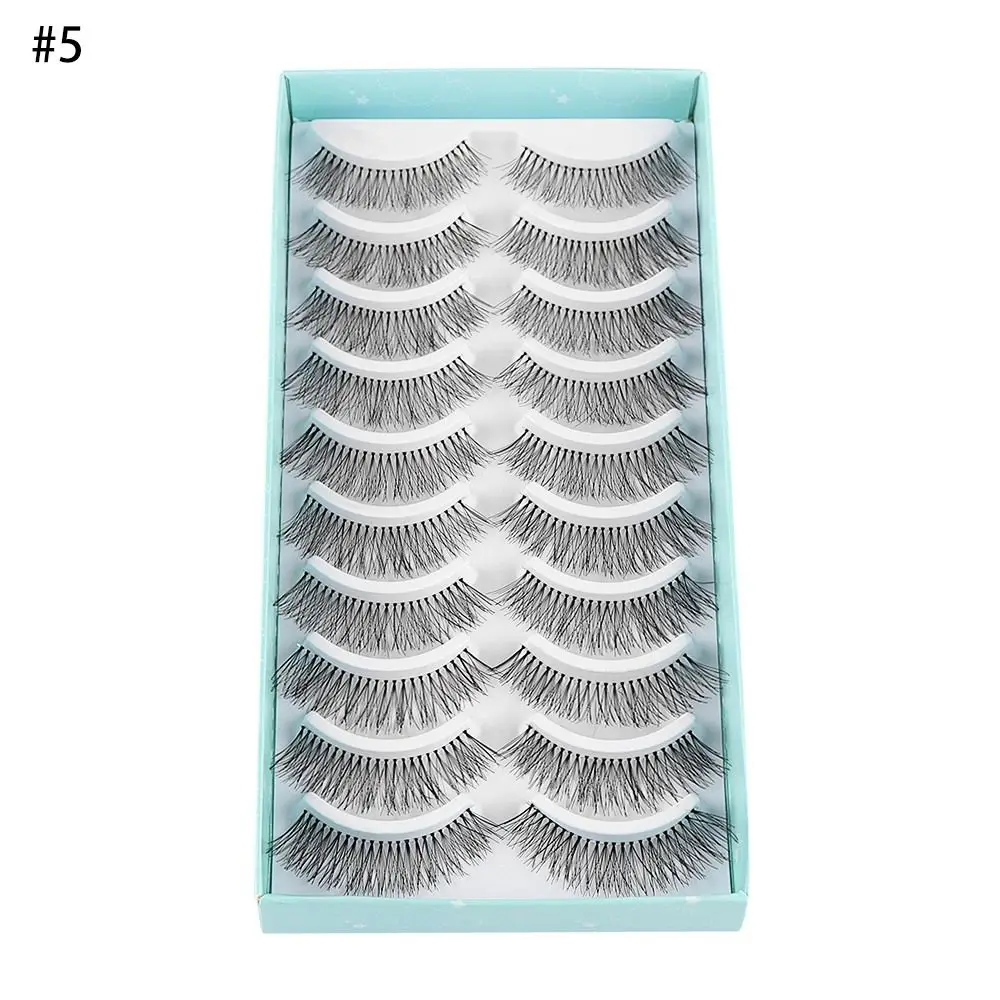 SKONHED 5/10Pairs Wispies False Eyelashes Thick Long Crisscross Lashes Extension Handmade EyeMakeup Tools