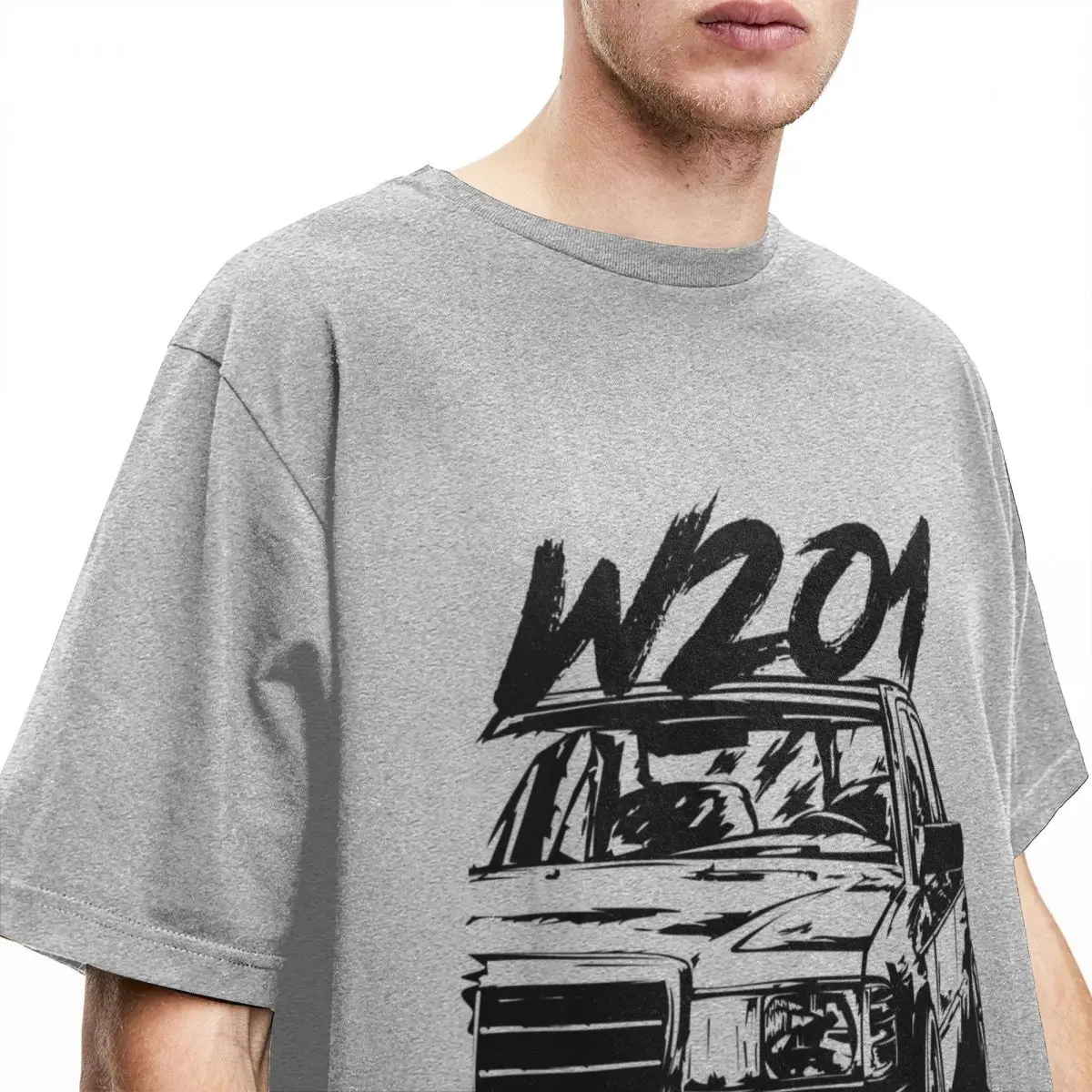 Men Vintage W201 190e Car Shirt Merchandise Classic Cars 100% Cotton Tops Novelty Short Sleeve Round Collar Tee Shirt