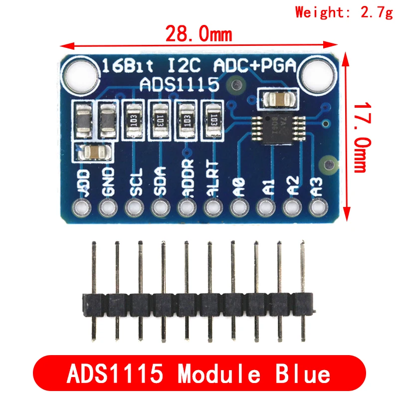 ADS1115 16 Bit I2C Module Precision ADC 4 Channel Development Board Pro Gain Amplifier 2.0V to 5.5V for Arduino RP