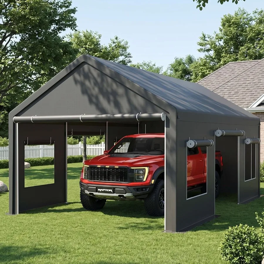eavy Duty Carport Canopy, All-Weather Car Ports, Grey