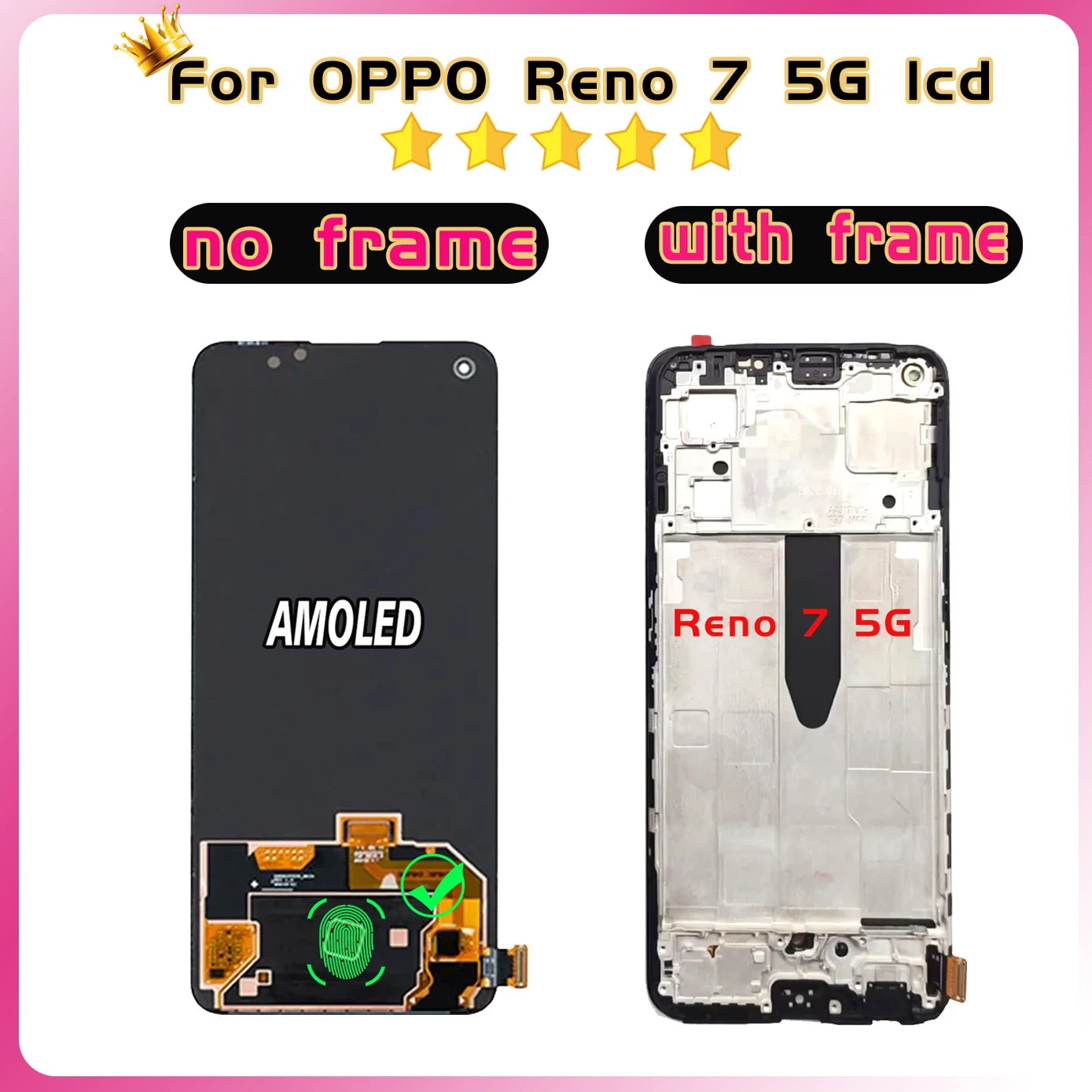 6.43\'\' LCD For OPPO Reno7 5G CPH2371 Display Touch Screen Mobile Phone Repair 100% Tested Digitizer Assembly Replacement