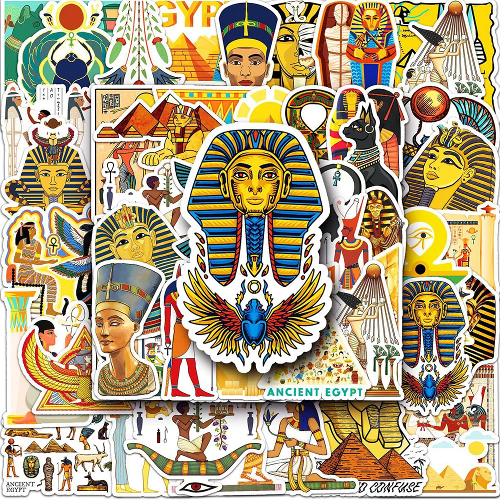 10/30/50pcs Ancient Egypt Pharaoh Cartoon Psychedelic Stickers Decals Graffiti DIY Laptop Phone Tablet PVC Sticker for Kids Toy