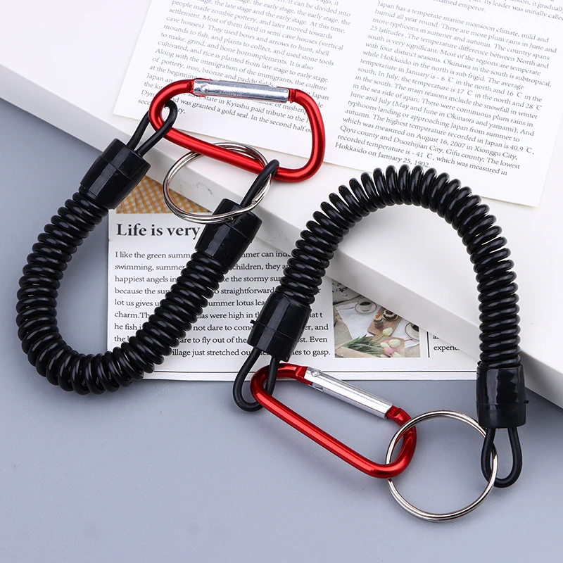 New Retractable Spring Elastic Rope Hook Security Gear Key Chain Tool For Hiking Camping Anti-lost Phone Keychain CarabinerAcc