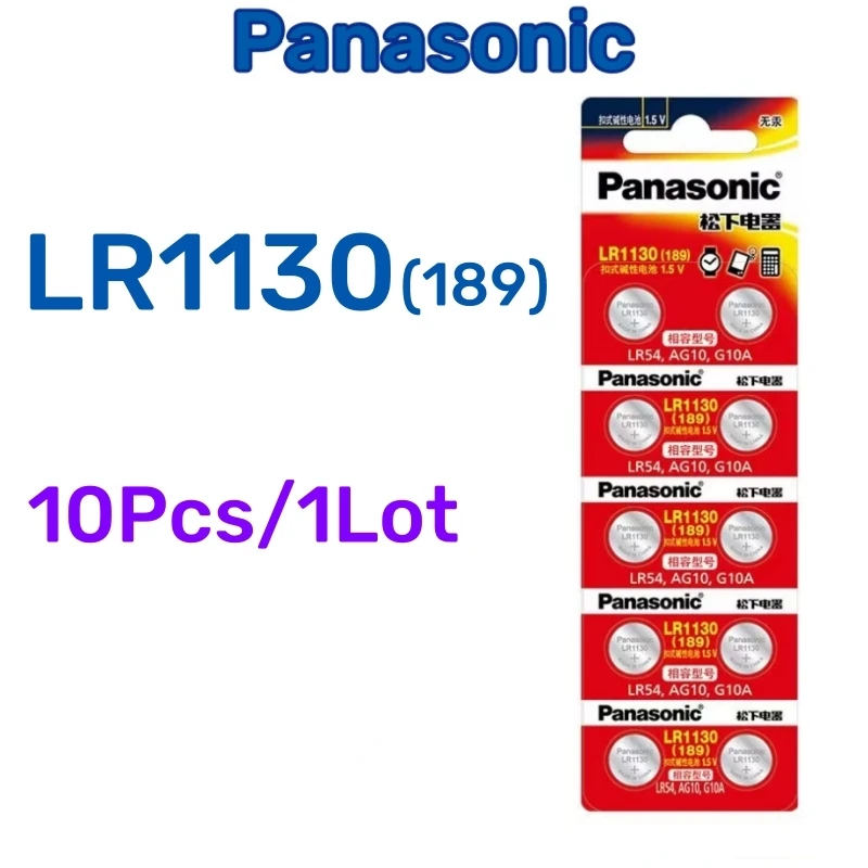 10-50pcs Original Panasonic 189 LR1130 AG10 SR1130 389 V10GA LR54 SR54 1.5V Alkaline Button Cell Battery For Watch Calculator To