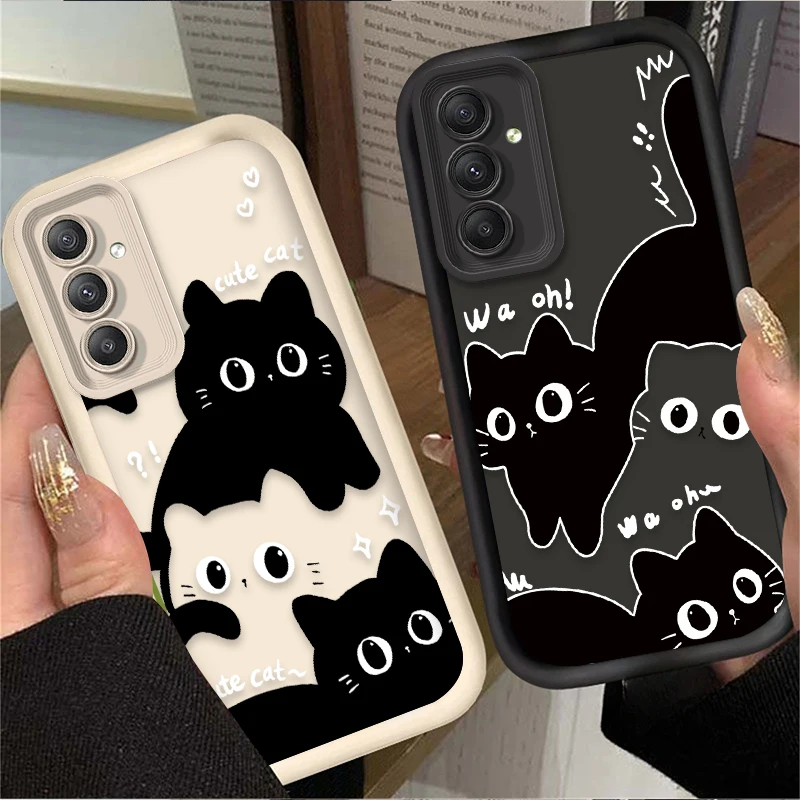 Cartoon Cute Big Eye Cat Phone Case for Samsung Galaxy A35 A55 A15 A25 A16 A06 A05 A05S A24 A13 A23 A12 A22 A32 A52 A71 A51 4G