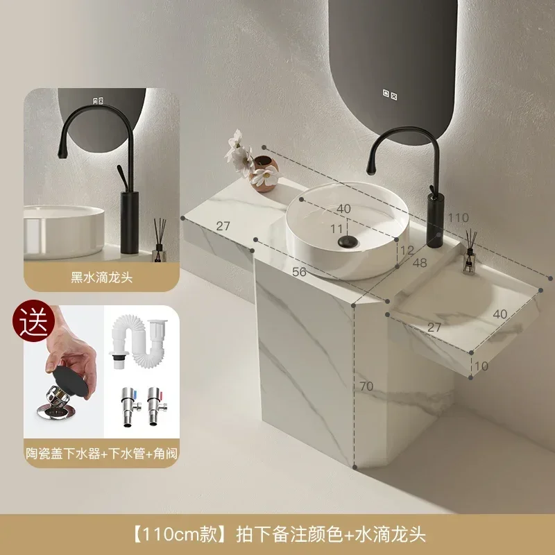 A Slate column basin, extended edge wash basin, integrated floor-to-ceiling washbasin, balcony toilet washstand