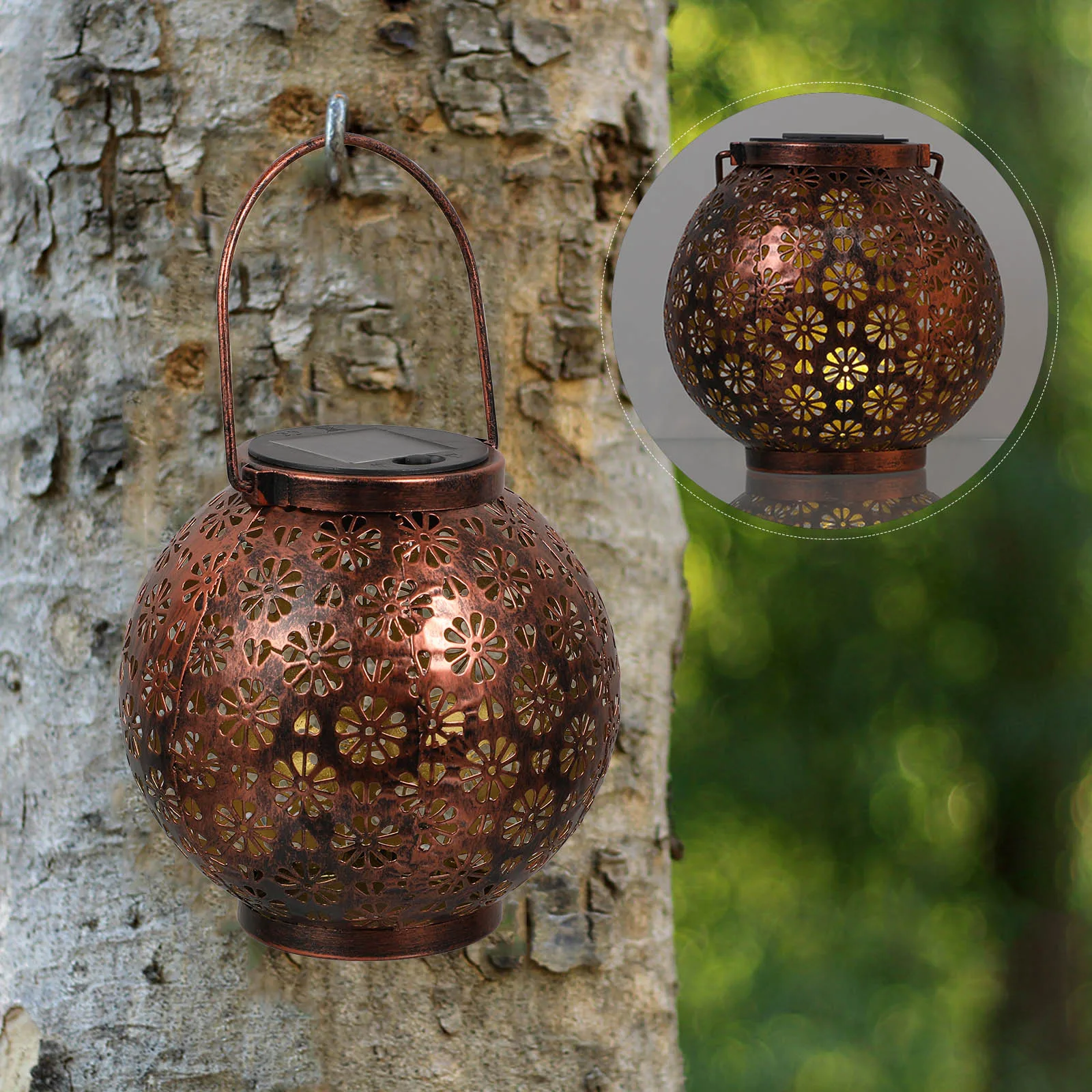 

Solar Garden Lamp Wrought Iron Lantern Outdoor Hanging Lights Yard Decor Energy Saving Pathway Decoration Solar Powered