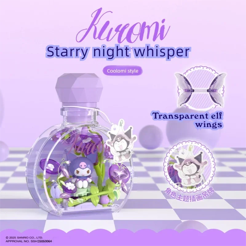 سانريو زجاجة عطر مفاجأة صندوق أعمى اللعب مرحبا كيتي كورومي بوشاكو نموذج الطوب مع الحلي الخفيفة هدايا عيد الاطفال #4