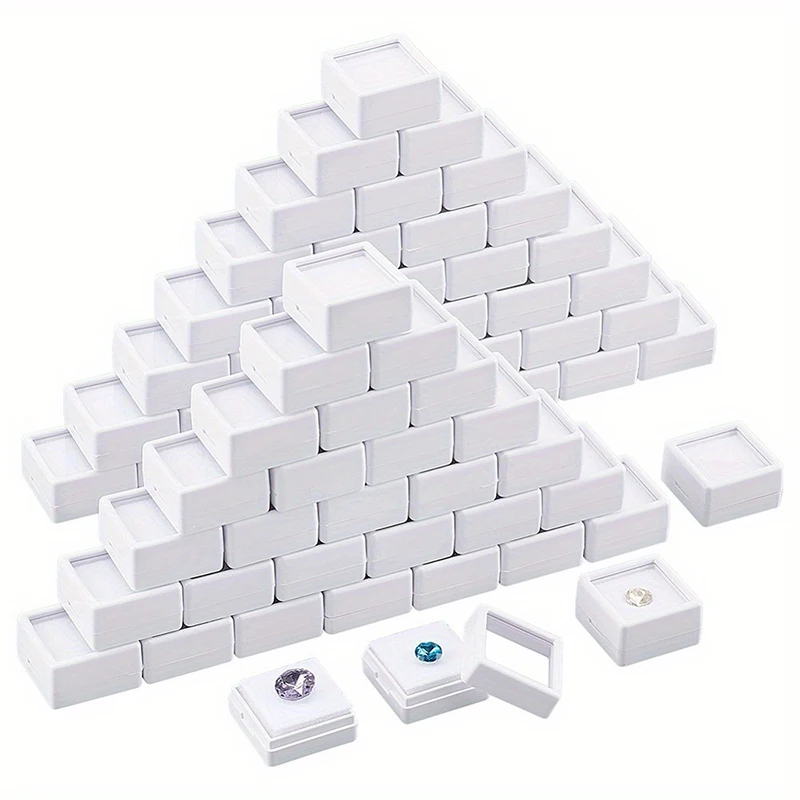 Lot of 70 Clear Gemstone Display Box Face Bare Stone Gemstone Plastic Clear  Diamond Display Box Gemstone Diamond Container