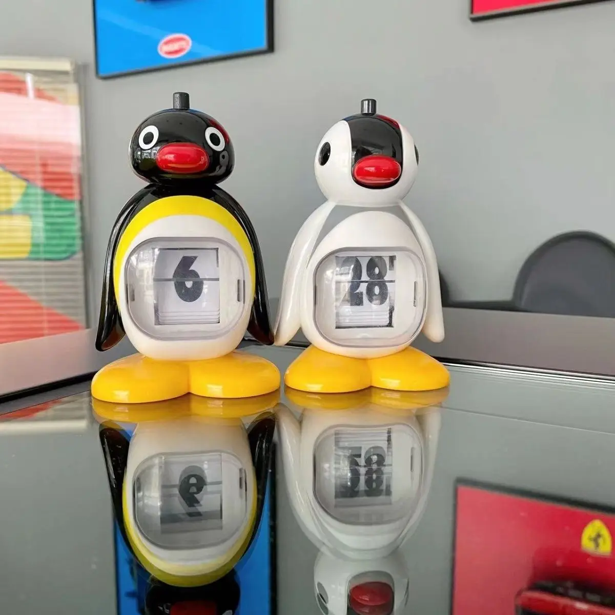 Anime Pingu Calendar Cartoon Penguin Pressing Perpetual Calendar Cute Penguin Doll Creative Desktop Decoration Children Toy Gift