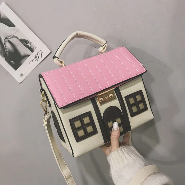 Personality House Shaped Leather Women Handbags Fashion Creative Girl Messenger Crossbody Bag Shoulder Bag Bolsa Fesmall Na