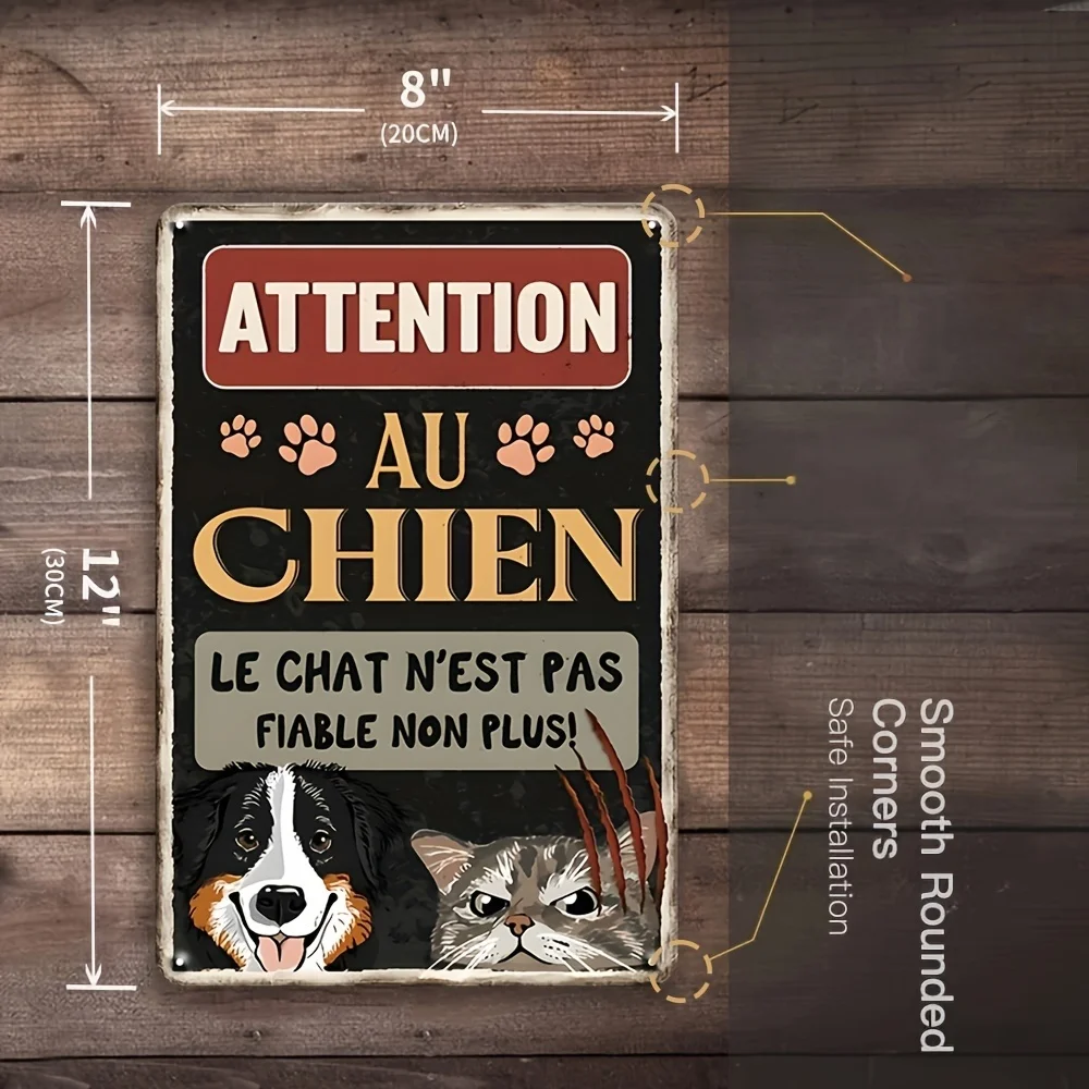 Vintage French Metal Tin Sign Wall Art - 