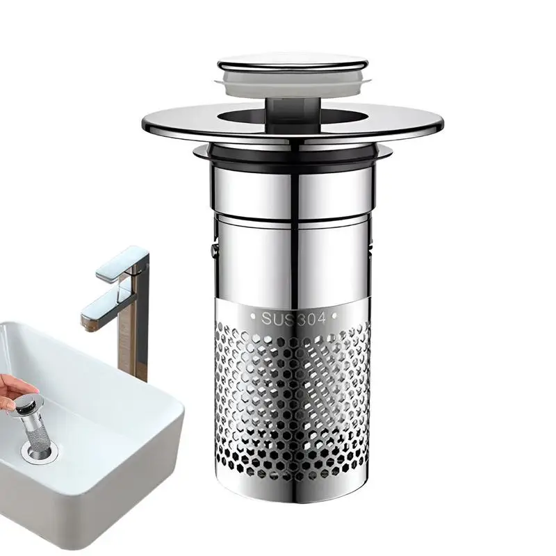 Stainless Steel Floor Drain Filter Washbasin Plug Anti Odor Pop-Up Bounce Core Basin Stopper Hair Catcher Shower Sink Strainer