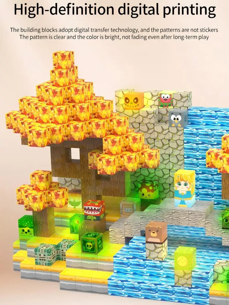 مكعبات بناء مغناطيسية مع أضواء الأميرة والمحارب الجذعية مونتيسوري مكعبات التراص الحسية ألعاب للأعمار من 3 سنوات فما فوق هدايا للفتيات