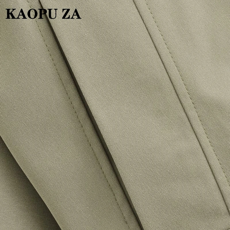 KAOPU ZA 2024 New Autumn Women\'s Fashion Trench Coat Solid Turn-Down Collar Long Sleeve Casual Windbreaker Coat