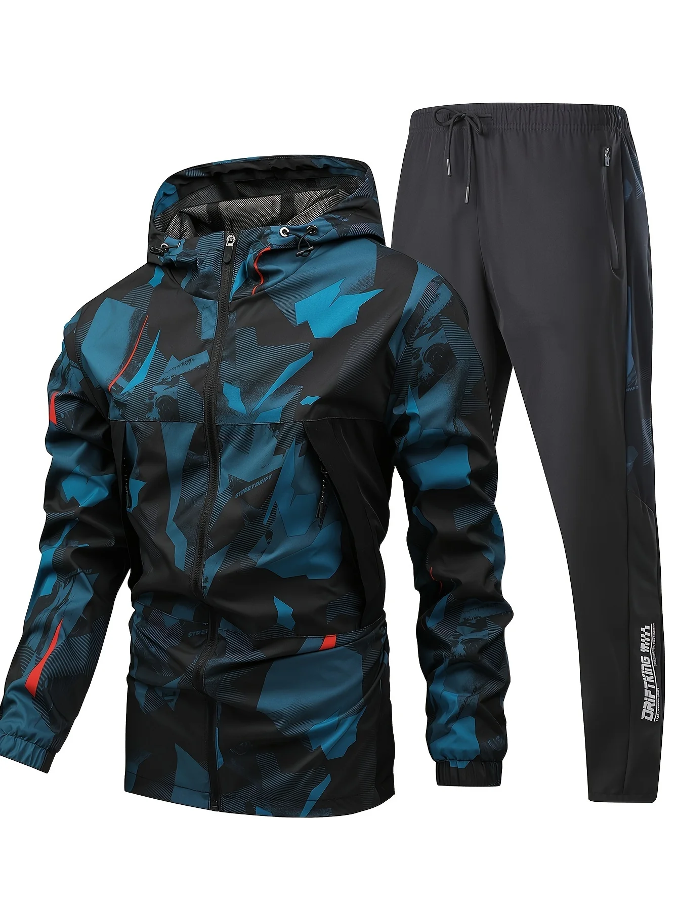 

Men's Outdoor Casual Suit Hooded Long-Sleeved Jacket + Casual Trousers