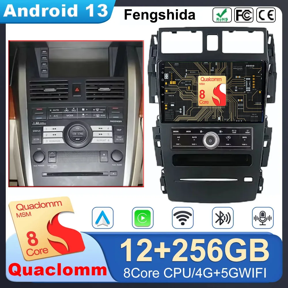 Android 13 For Nissan Teana J31 230JK SM5 2003-2008 Android Auto Car Radio Player Autoradio Stereo Navigazione Video GPS No 2Din